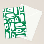 Mid Century Modern Kelly Green and White Piquet Abstract Multi Pattern Stationery Card Gallery Image 2