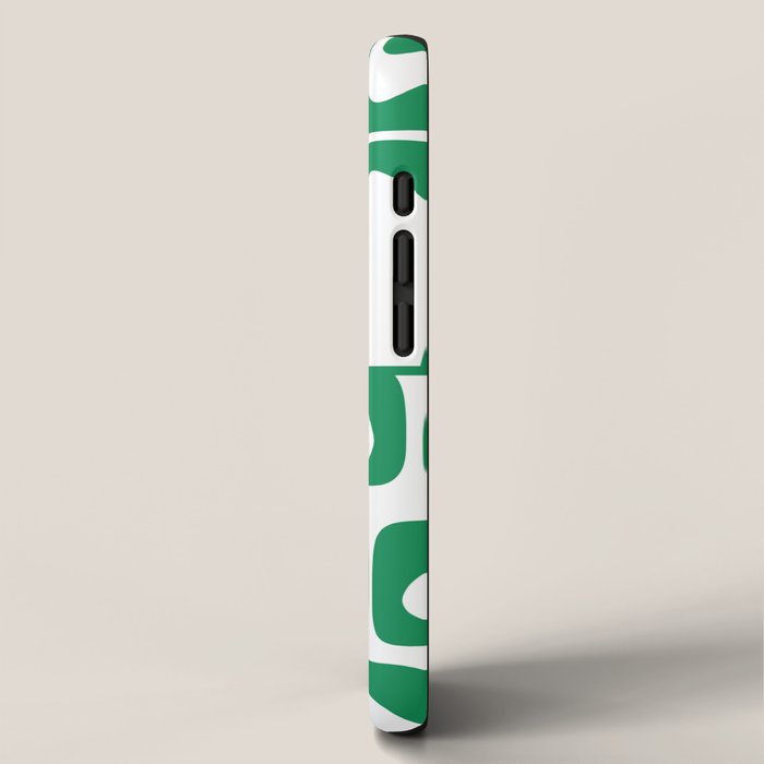 Mid Century Modern Kelly Green and White Piquet Abstract Multi Pattern iPhone Case Gallery Image 2
