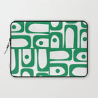 Mid Century Modern Kelly Green and White Piquet Abstract Multi Pattern Laptop Sleeve Gallery Image 1