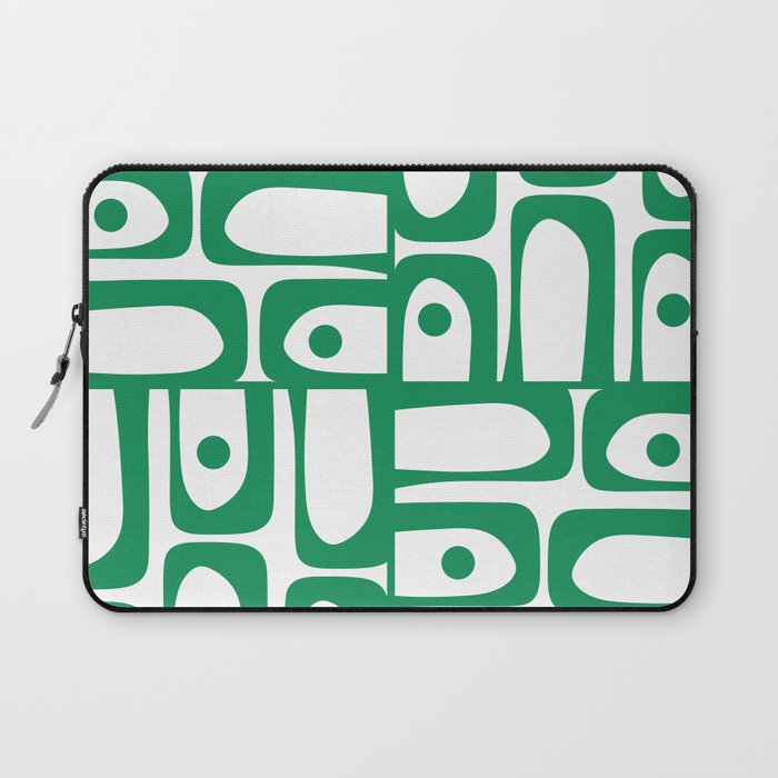 Mid Century Modern Kelly Green and White Piquet Abstract Multi Pattern Laptop Sleeve Gallery Image 1