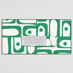 Mid Century Modern Kelly Green and White Piquet Abstract Multi Pattern Desk Mat Gallery Image 1