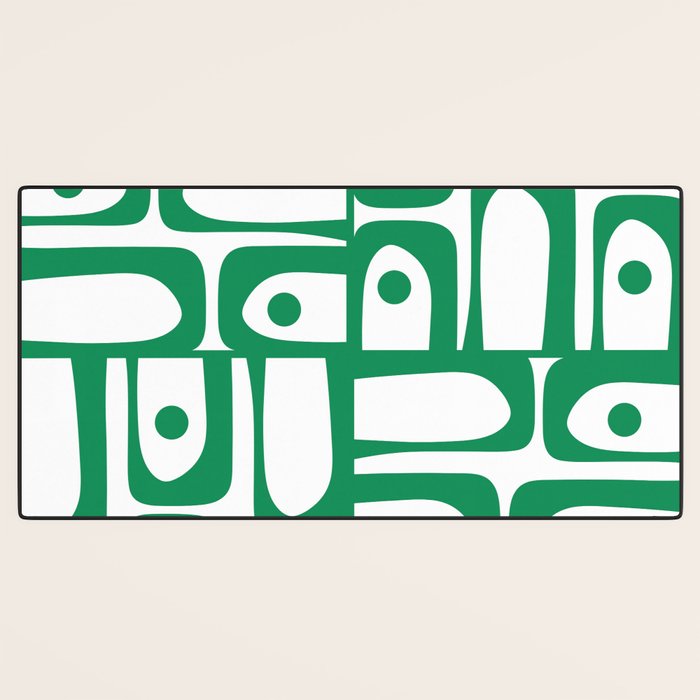 Mid Century Modern Kelly Green and White Piquet Abstract Multi Pattern Desk Mat Gallery Image 3