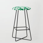 Mid Century Modern Kelly Green and White Piquet Abstract Multi Pattern Stool Gallery Image 1