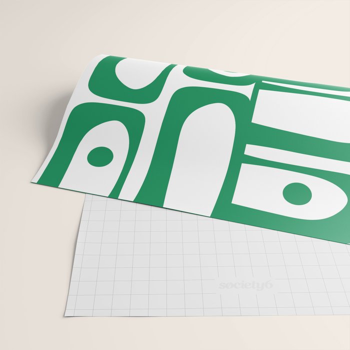 Mid Century Modern Kelly Green and White Piquet Abstract Multi Pattern Wrapping Paper Gallery Image 2