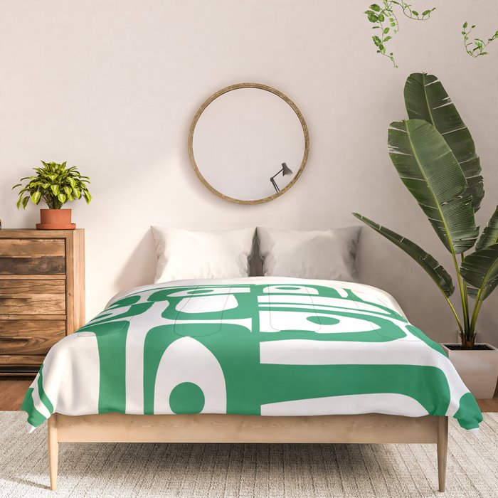 Mid Century Modern Kelly Green and White Piquet Abstract Multi Pattern Comforter Gallery Image 3
