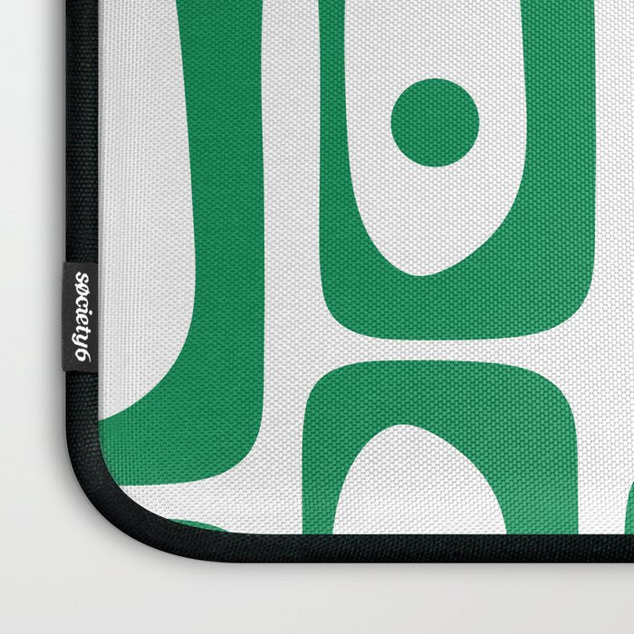 Mid Century Modern Kelly Green and White Piquet Abstract Multi Pattern Laptop Sleeve Gallery Image 3