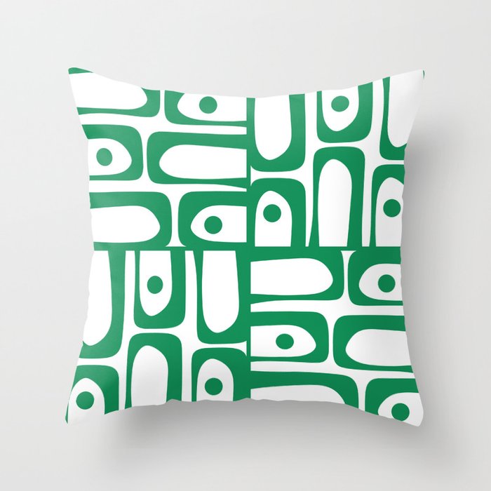 Mid Century Modern Kelly Green and White Piquet Abstract Multi Pattern Throw Pillow Gallery Image 6