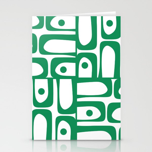 Mid Century Modern Kelly Green and White Piquet Abstract Multi Pattern Stationery Card Gallery Image 2