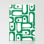 Mid Century Modern Kelly Green and White Piquet Abstract Multi Pattern Stationery Card Gallery Image 2