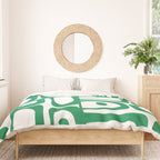 Mid Century Modern Kelly Green and White Piquet Abstract Multi Pattern Duvet Cover Gallery Image 3