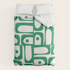 Mid Century Modern Kelly Green and White Piquet Abstract Multi Pattern Duvet Cover Gallery Image 6