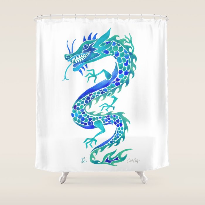 Chinese Dragon - Blue Palette Shower Curtain Gallery Image 1