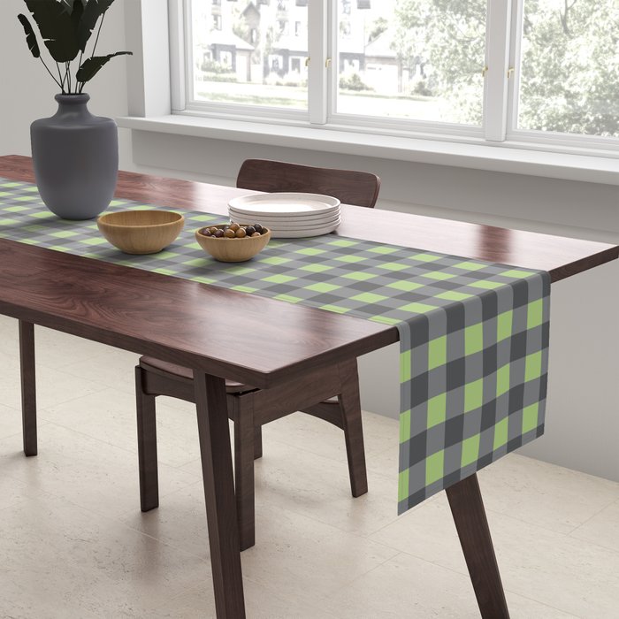 Small Blocks - Spring Green and Grays Table Runner Gallery Image 2