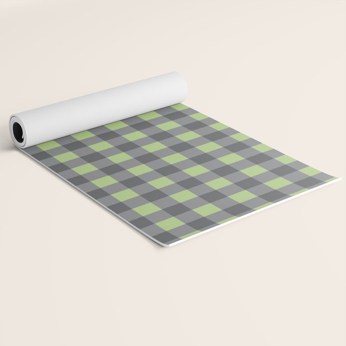 Small Blocks - Spring Green and Grays Yoga Mat Gallery Image 2