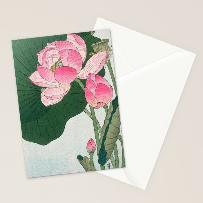 Blossoming lotus flower - Vintage Japanese Woodblock Print Art