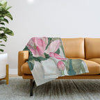 Blossoming lotus flower - Vintage Japanese Woodblock Print Art Throw Blanket Gallery Image 1