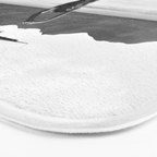 Steady as she goes girl in bikini on a dock with plane landing black and white photograph Bath Mat Gallery Image 3