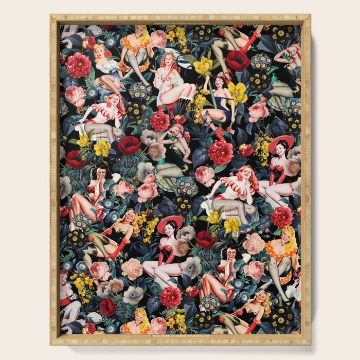 Floral and Pin-Up Girls IV Serving Tray Gallery Image 1