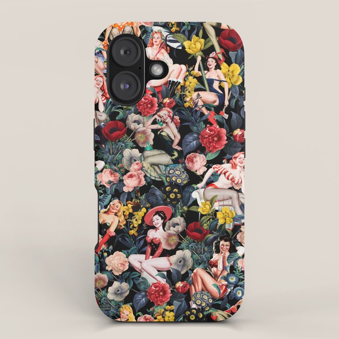 Floral and Pin-Up Girls IV iPhone Case Gallery Image 1