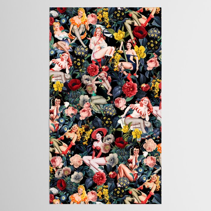 Floral and Pin-Up Girls IV Tablecloth Gallery Image 2