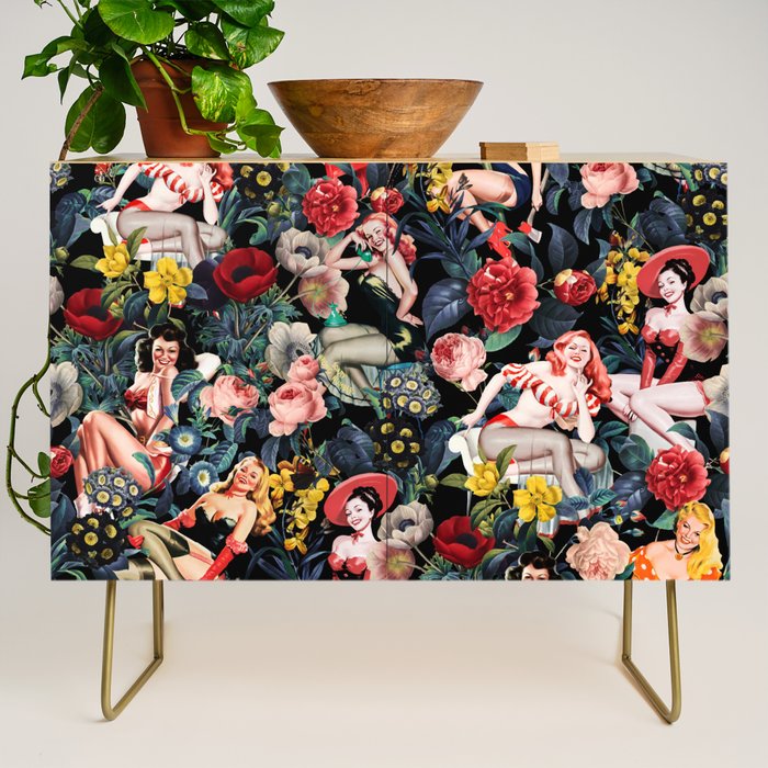 Floral and Pin-Up Girls IV Credenza Gallery Image 1