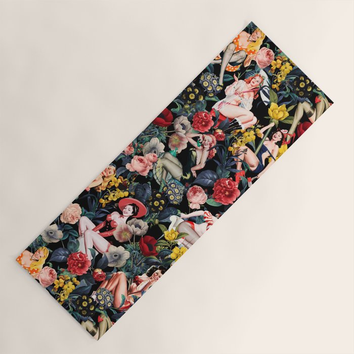 Floral and Pin-Up Girls IV Yoga Mat Gallery Image 1
