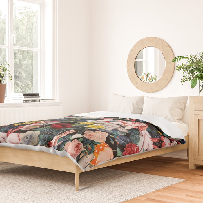 Floral and Pin-Up Girls IV Duvet Cover Gallery Image 2