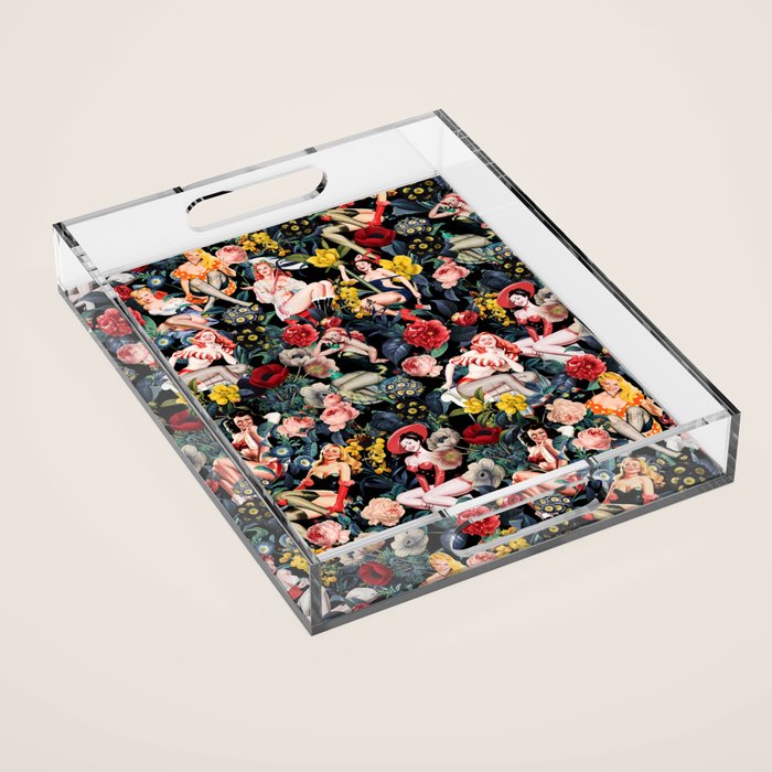 Floral and Pin-Up Girls IV Acrylic Tray Gallery Image 1