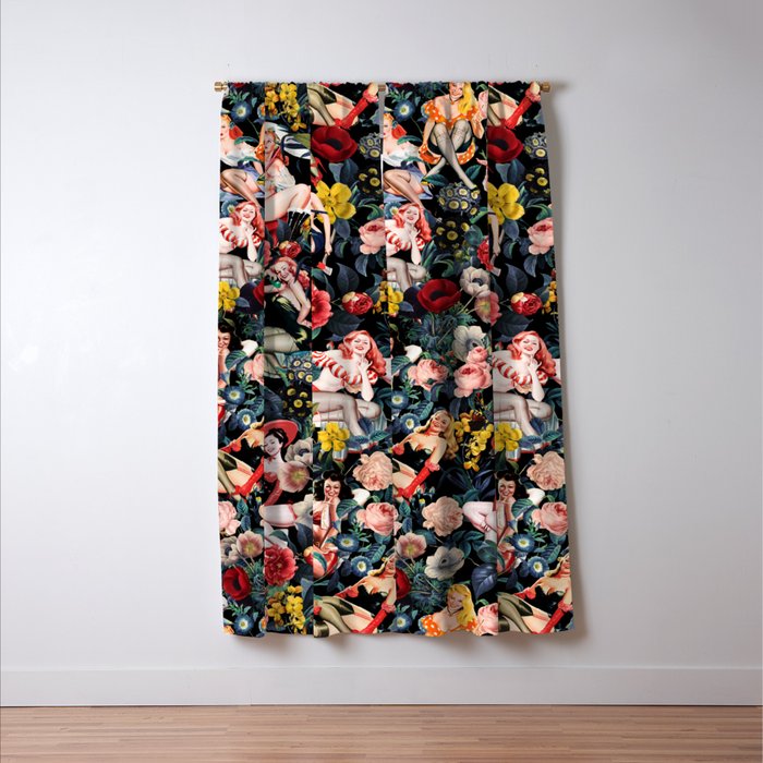 Floral and Pin-Up Girls IV Window Curtain Gallery Image 3