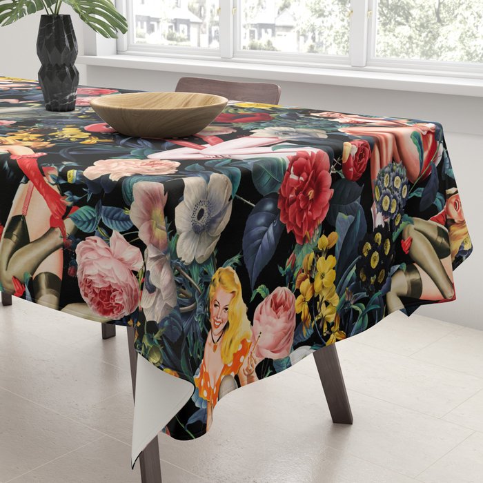 Floral and Pin-Up Girls IV Tablecloth Gallery Image 3