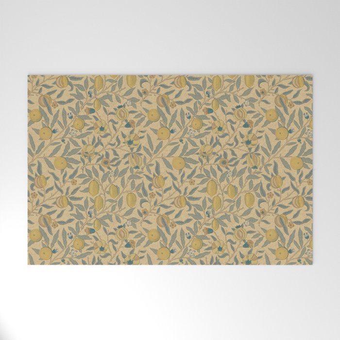 William Morris Pomegranate Fruit Blue Gold Welcome Mat Gallery Image 1