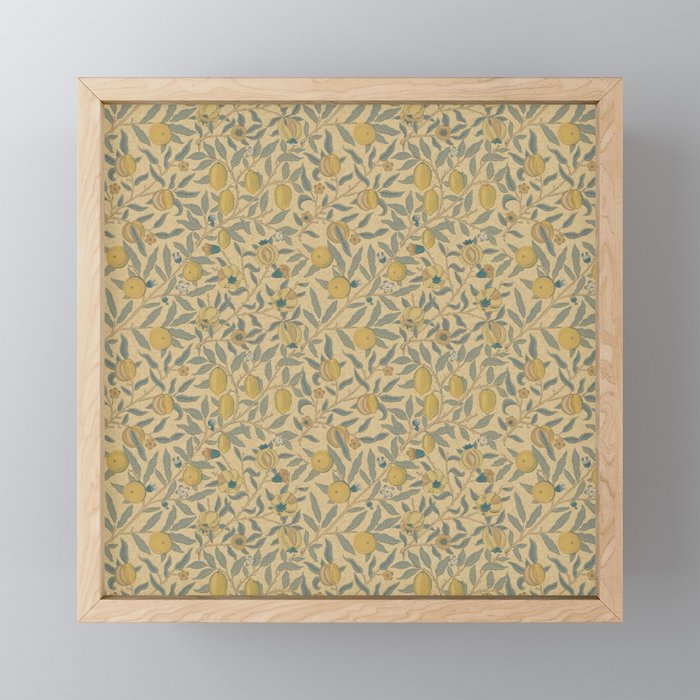 William Morris Pomegranate Fruit Blue Gold Mini Art Print Gallery Image 1