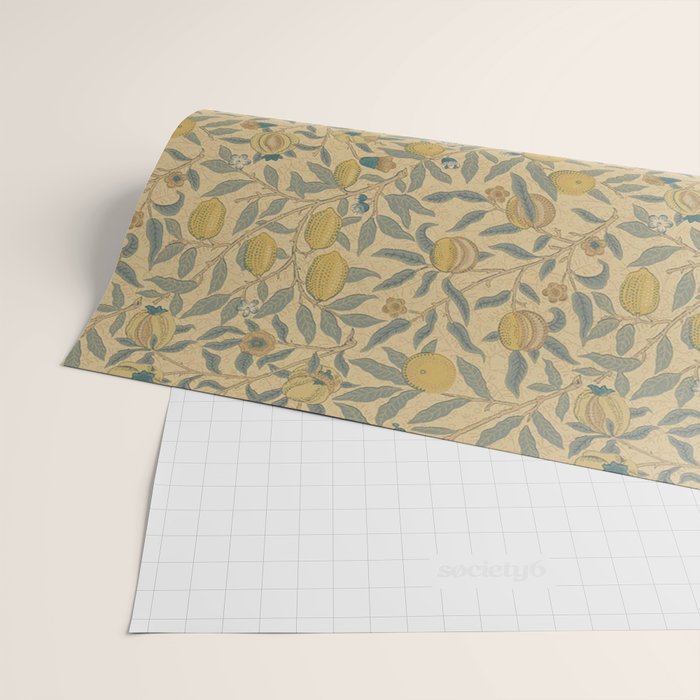 William Morris Pomegranate Fruit Blue Gold Wrapping Paper Gallery Image 2