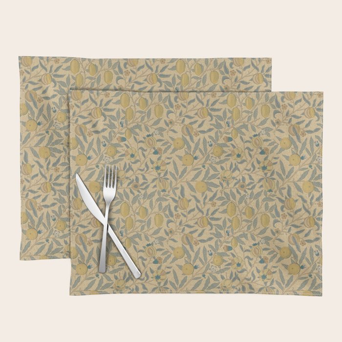 William Morris Pomegranate Fruit Blue Gold Placemat Gallery Image 1