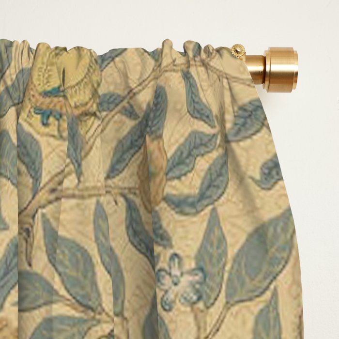 William Morris Pomegranate Fruit Blue Gold Window Curtain Gallery Image 2