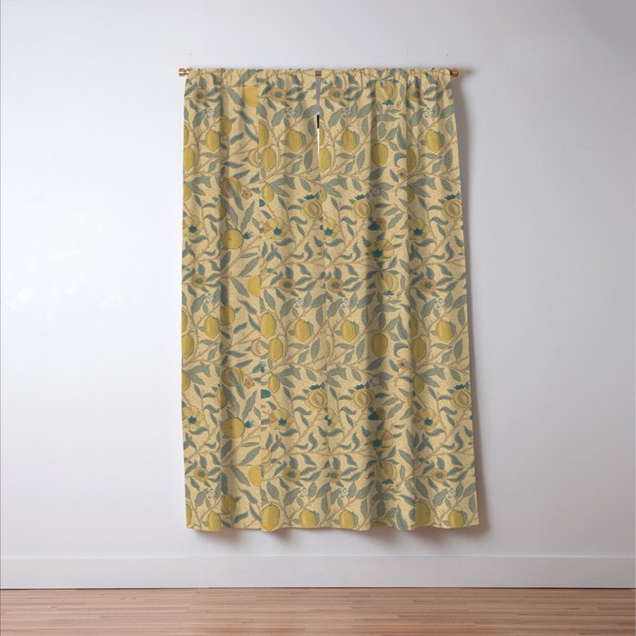 William Morris Pomegranate Fruit Blue Gold Window Curtain Gallery Image 3