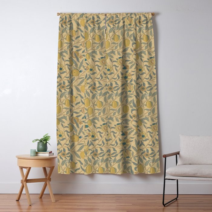 William Morris Pomegranate Fruit Blue Gold Window Curtain Gallery Image 5
