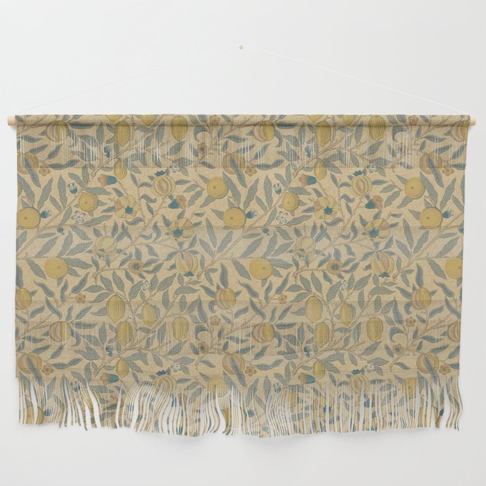William Morris Pomegranate Fruit Blue Gold Wall Hanging Gallery Image 1