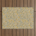 William Morris Pomegranate Fruit Blue Gold Outdoor Rug Gallery Image 1