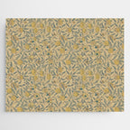 William Morris Pomegranate Fruit Blue Gold Jigsaw Puzzle Gallery Image 1