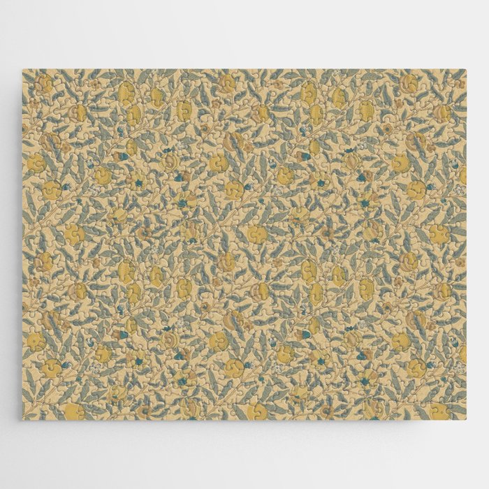 William Morris Pomegranate Fruit Blue Gold Jigsaw Puzzle Gallery Image 1