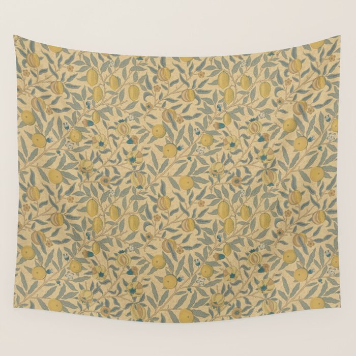 William Morris Pomegranate Fruit Blue Gold Wall Tapestry Gallery Image 1