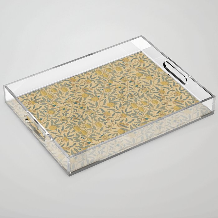 William Morris Pomegranate Fruit Blue Gold Acrylic Tray Gallery Image 1