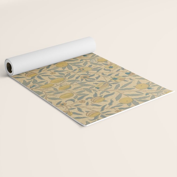 William Morris Pomegranate Fruit Blue Gold Yoga Mat Gallery Image 2