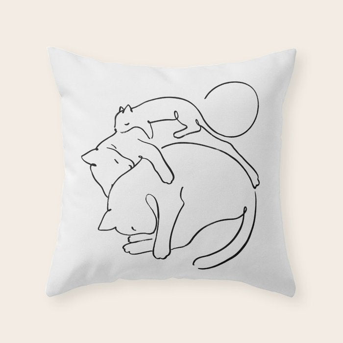 Cats line art 1 Throw Pillow Gallery Image 6