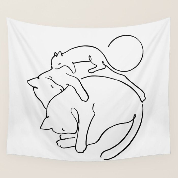 Cats line art 1 Wall Tapestry Gallery Image 4