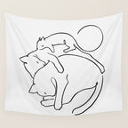 Cats line art 1 Wall Tapestry Gallery Image 4