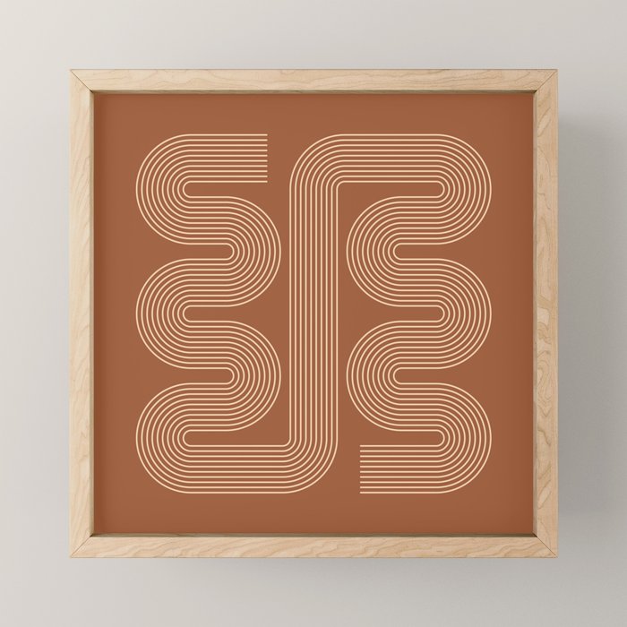 Geometric Lines in Terracotta and Beige 76 (Mid century Midern Rainbow Abstract) Mini Art Print Gallery Image 1