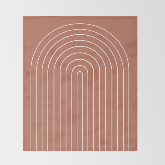 Minimal Arch LI Coral Red Modern Geometric Lines Throw Blanket Gallery Image 2