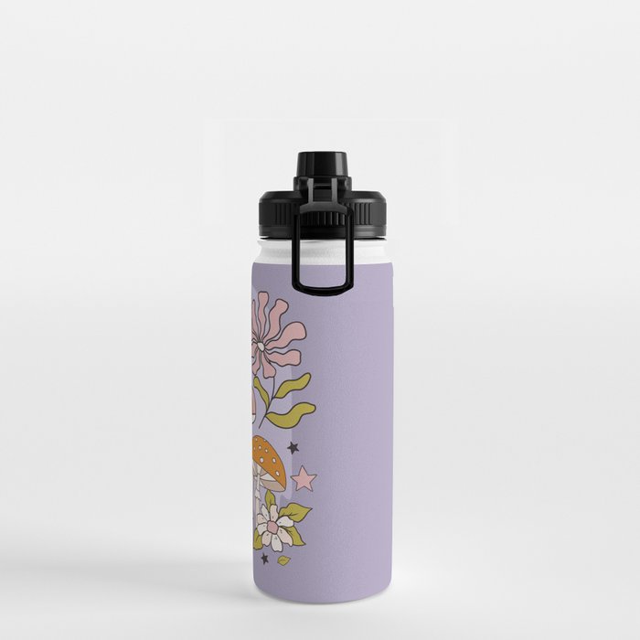 Hippie Groovy Halloween Print in Pastel Lilac Water Bottle Gallery Image 2